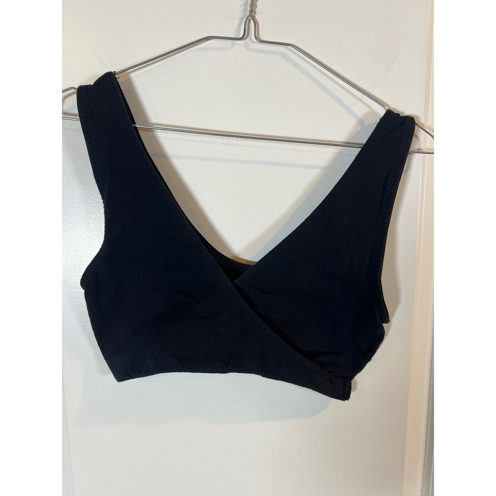 Lamaze Womens Maternity Nursing Bra Surplice Wrap Front Black Size M